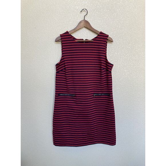 tommy hilfiger knit blue and red striped sheath dress sleeveless pockets size 12 - Picture 1 of 5